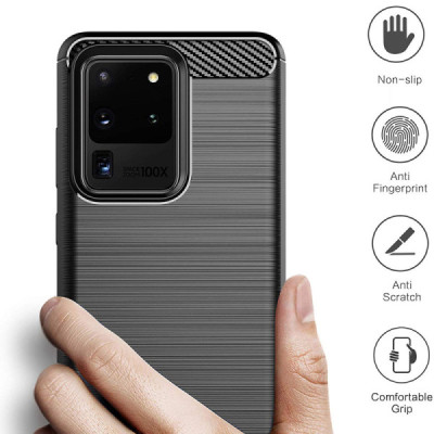 Husa pentru Samsung Galaxy S20 Ultra 4G / S20 Ultra 5G - Techsuit Carbon Silicone - Black - 2
