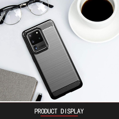 Husa pentru Samsung Galaxy S20 Ultra 4G / S20 Ultra 5G - Techsuit Carbon Silicone - Black - 6