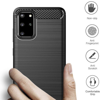 Husa pentru Samsung Galaxy S20 Plus 4G / S20 Plus 5G - Techsuit Carbon Silicone - Black - 2