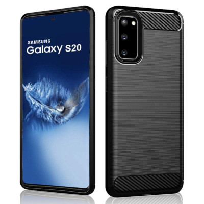 Husa pentru Samsung Galaxy S20 4G / S20 5G - Techsuit Carbon Silicone - Black - 1