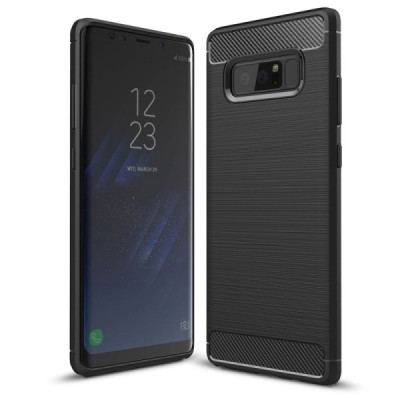Husa pentru Samsung Galaxy Note 8 - Techsuit Carbon Silicone - Black - 1