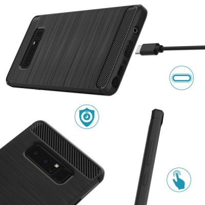 Husa pentru Samsung Galaxy Note 8 - Techsuit Carbon Silicone - Black - 2