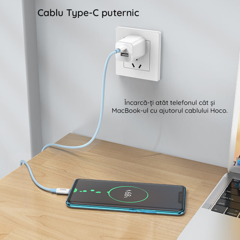 Cablu Super Fast Charging USB-C 100W Hoco X68, 1m, verde - 6