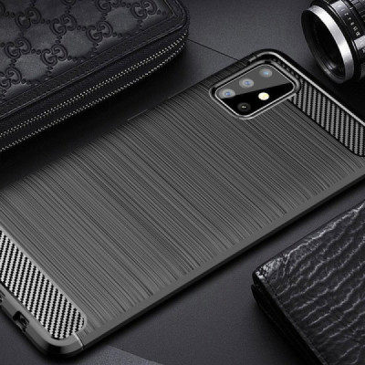 Husa pentru Samsung Galaxy A71 5G - Techsuit Carbon Silicone - Black - 5