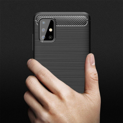 Husa pentru Samsung Galaxy A71 5G - Techsuit Carbon Silicone - Black - 7