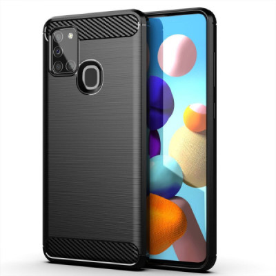 Husa pentru Samsung Galaxy A21s - Techsuit Carbon Silicone - Black - 1