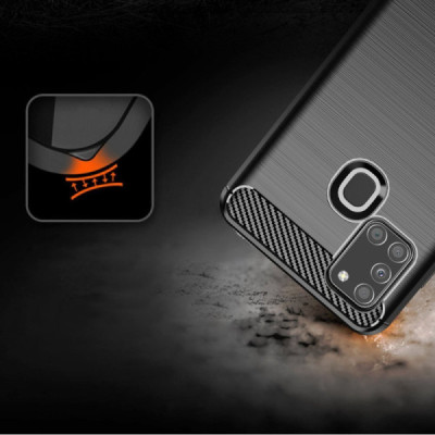 Husa pentru Samsung Galaxy A21s - Techsuit Carbon Silicone - Black - 3
