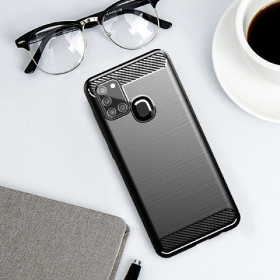 Husa pentru Samsung Galaxy A21s - Techsuit Carbon Silicone - Black - 6