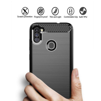 Husa pentru Samsung Galaxy A11 - Techsuit Carbon Silicone - Black - 3