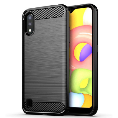 Husa pentru Samsung Galaxy A01 - Techsuit Carbon Silicone - Black - 1
