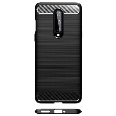 Husa pentru OnePlus 8 - Techsuit Carbon Silicone - Black - 3