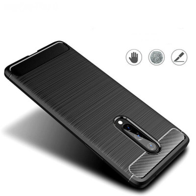 Husa pentru OnePlus 8 - Techsuit Carbon Silicone - Black - 4