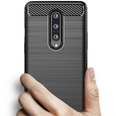 Husa pentru OnePlus 8 - Techsuit Carbon Silicone - Black - 5