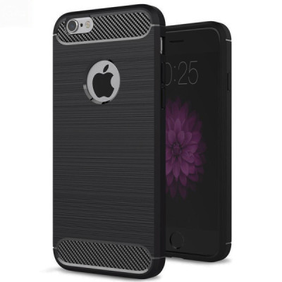 Husa pentru iPhone 6 Plus / 6s Plus - Techsuit Carbon Silicone - Black - 1