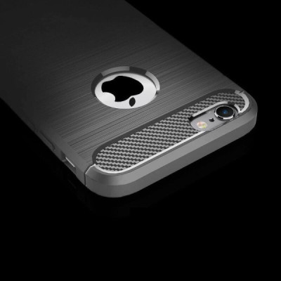 Husa pentru iPhone 6 Plus / 6s Plus - Techsuit Carbon Silicone - Black - 6