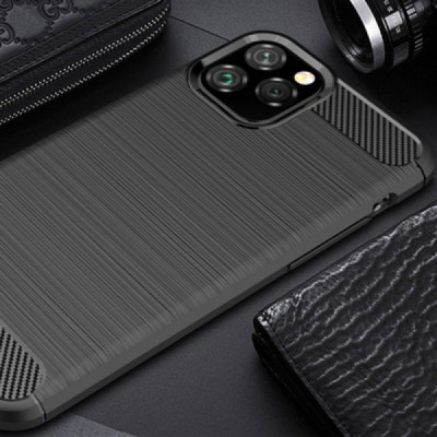 Husa pentru iPhone 12 Pro Max - Techsuit Carbon Silicone - Black - 2