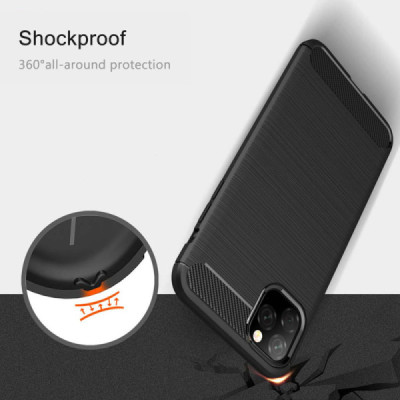 Husa pentru iPhone 11 Pro Max - Techsuit Carbon Silicone - Black - 6