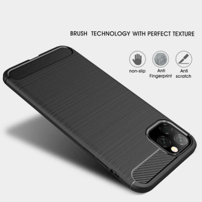 Husa pentru iPhone 11 Pro Max - Techsuit Carbon Silicone - Black - 7