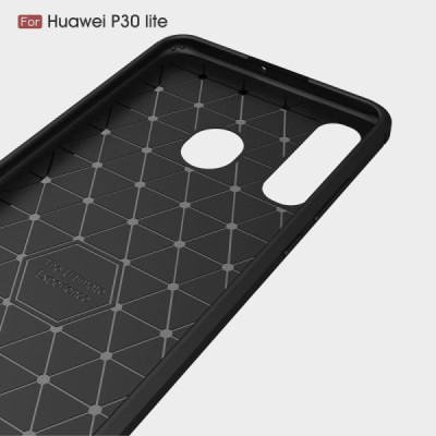 Husa pentru Huawei P30 Lite / P30 lite New Edition - Techsuit Carbon Silicone - Black - 3