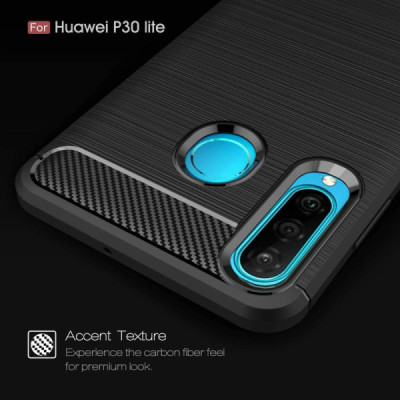 Husa pentru Huawei P30 Lite / P30 lite New Edition - Techsuit Carbon Silicone - Black - 4