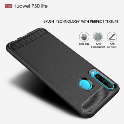 Husa pentru Huawei P30 Lite / P30 lite New Edition - Techsuit Carbon Silicone - Black - 7