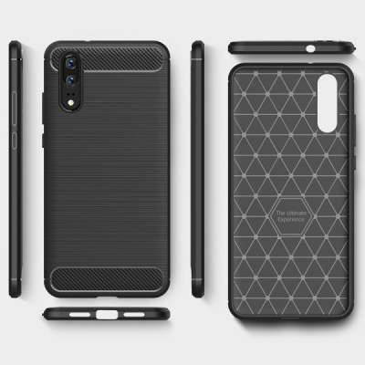 Husa pentru Huawei P20 - Techsuit Carbon Silicone - Black - 4