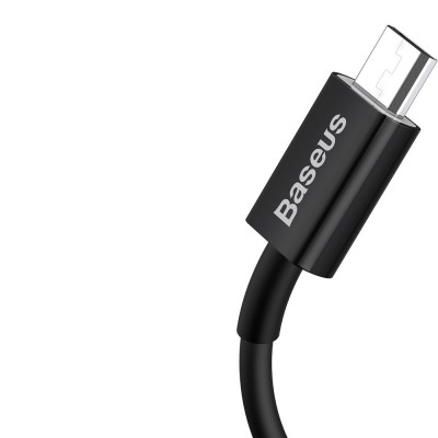 Cablu de date USB la Micro-USB Baseus, 2A, 1m, negru, CAMYS-01 - 3