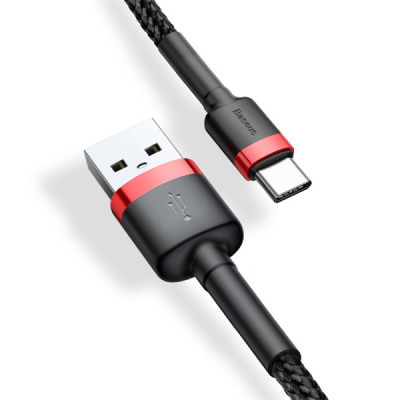 Cablu de Date USB Type-C, 2A, 3m - Baseus Cafule (CATKLF-U91) - Red Black - 5