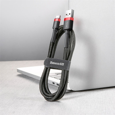 Cablu de Date USB Type-C, 2A, 3m - Baseus Cafule (CATKLF-U91) - Red Black - 6