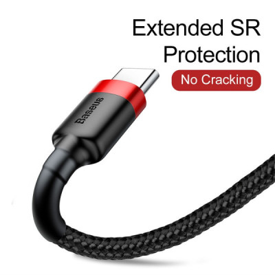 Cablu de Date USB Type-C, 2A, 3m - Baseus Cafule (CATKLF-U91) - Red Black - 7