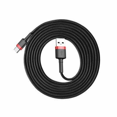 Cablu de Date USB la Type-C 3A, 480Mbps, 1m - Baseus Cafule (CATKLF-B91) - Red / Black - 6