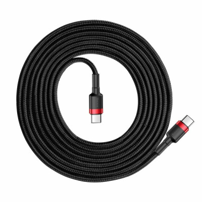 Cablu de Date Type-C la Type-C, 3A, 1m - Baseus Cafule (CATKLF-G91) - Red / Black - 3