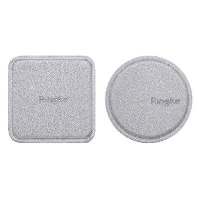 Placute Metalice pentru Telefon (set 2) - Ringke PU Leather Cover - Silver - 2