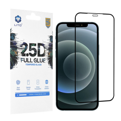 Folie pentru iPhone 12 Pro Max - Lito 2.5D FullGlue Glass - Black - 1