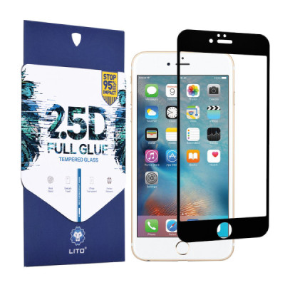 Folie pentru iPhone 6 Plus / 6s Plus - Lito 2.5D FullGlue Glass - Black - 1