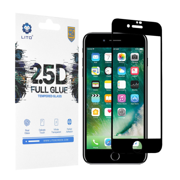 Folie pentru iPhone 7 Plus / 8 Plus - Lito 2.5D FullGlue Glass - Black