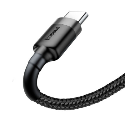 Cablu de Date USB la Type-C, 3A, 480Mbps, 1m - Baseus Cafule (CATKLF-BG1) - Gray / Black - 3