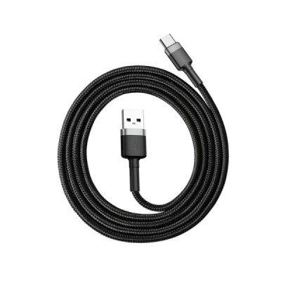 Cablu de Date USB la Type-C, 3A, 480Mbps, 1m - Baseus Cafule (CATKLF-BG1) - Gray / Black - 5