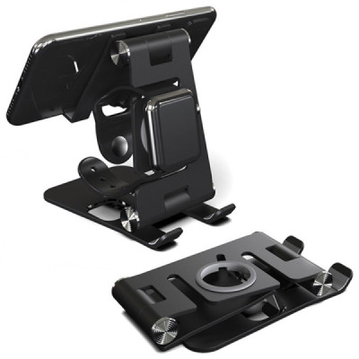 Suport Birou Telefon - Techsuit Adjustable Tablet / Watch Aluminium Stand (RX-2010) - Black - 1