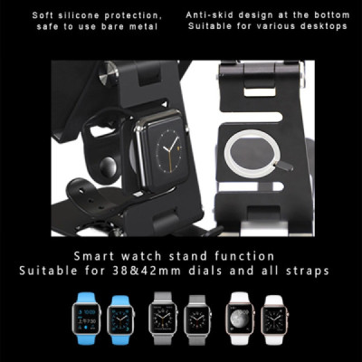 Suport Birou Telefon - Techsuit Adjustable Tablet / Watch Aluminium Stand (RX-2010) - Black - 8