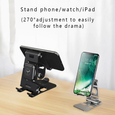 Suport Birou Telefon - Techsuit Adjustable Tablet / Watch Aluminium Stand (RX-2010) - Black - 9
