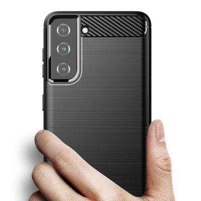 Husa pentru Samsung Galaxy S21 Plus 5G - Techsuit Carbon Silicone - Black - 3