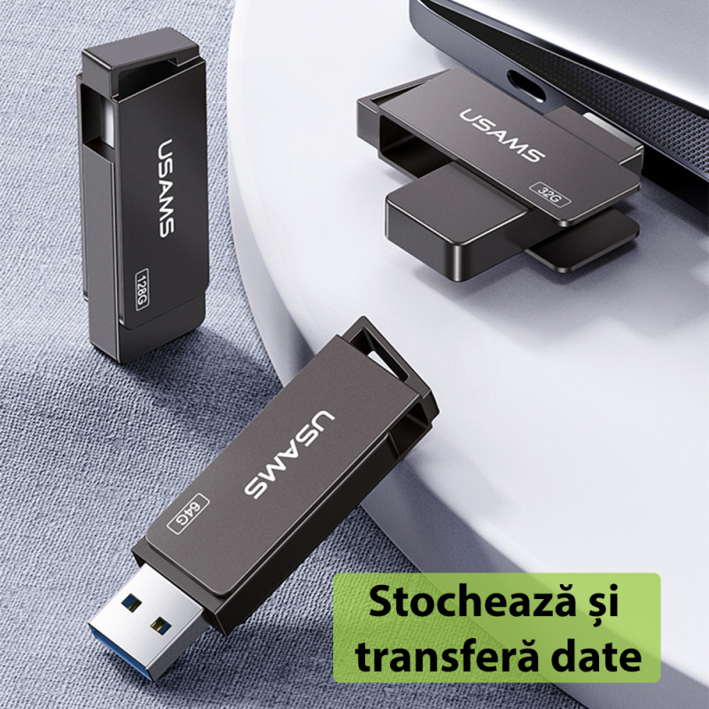 Stick de memorie USB 32GB USAMS flash drive, gri, US-ZB195 - 7
