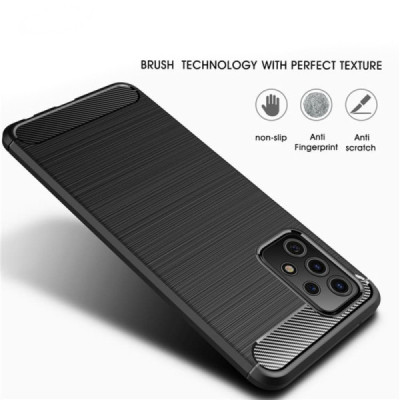 Husa pentru Samsung Galaxy A52 4G / A52 5G / A52s 5G - Techsuit Carbon Silicone - Black - 5