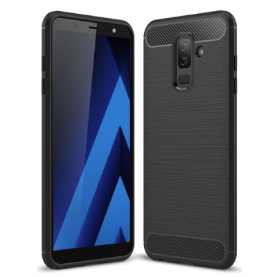 Husa pentru Samsung Galaxy A6 Plus 2018 - Techsuit Carbon Silicone - Black - 1