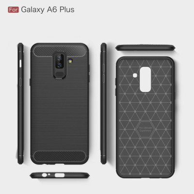 Husa pentru Samsung Galaxy A6 Plus 2018 - Techsuit Carbon Silicone - Black - 6