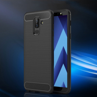 Husa pentru Samsung Galaxy A6 Plus 2018 - Techsuit Carbon Silicone - Black - 7