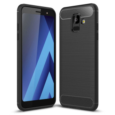 Husa pentru Samsung Galaxy A6 2018 - Techsuit Carbon Silicone - Black - 1