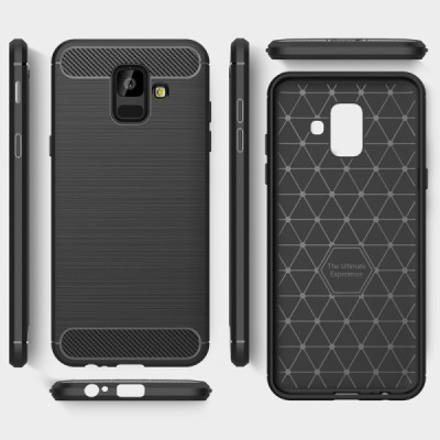 Husa pentru Samsung Galaxy A6 2018 - Techsuit Carbon Silicone - Black - 7