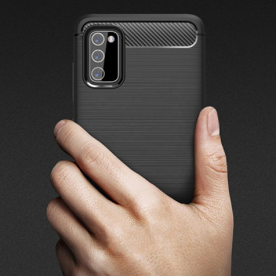 Husa pentru Samsung Galaxy A02s - Techsuit Carbon Silicone - Black - 3